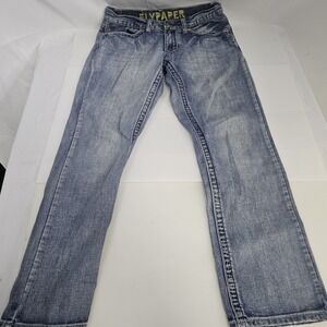 Flypaper Straight Leg Jeans Men's 32x30 Western Flap Whiskered Faded Blue Denim